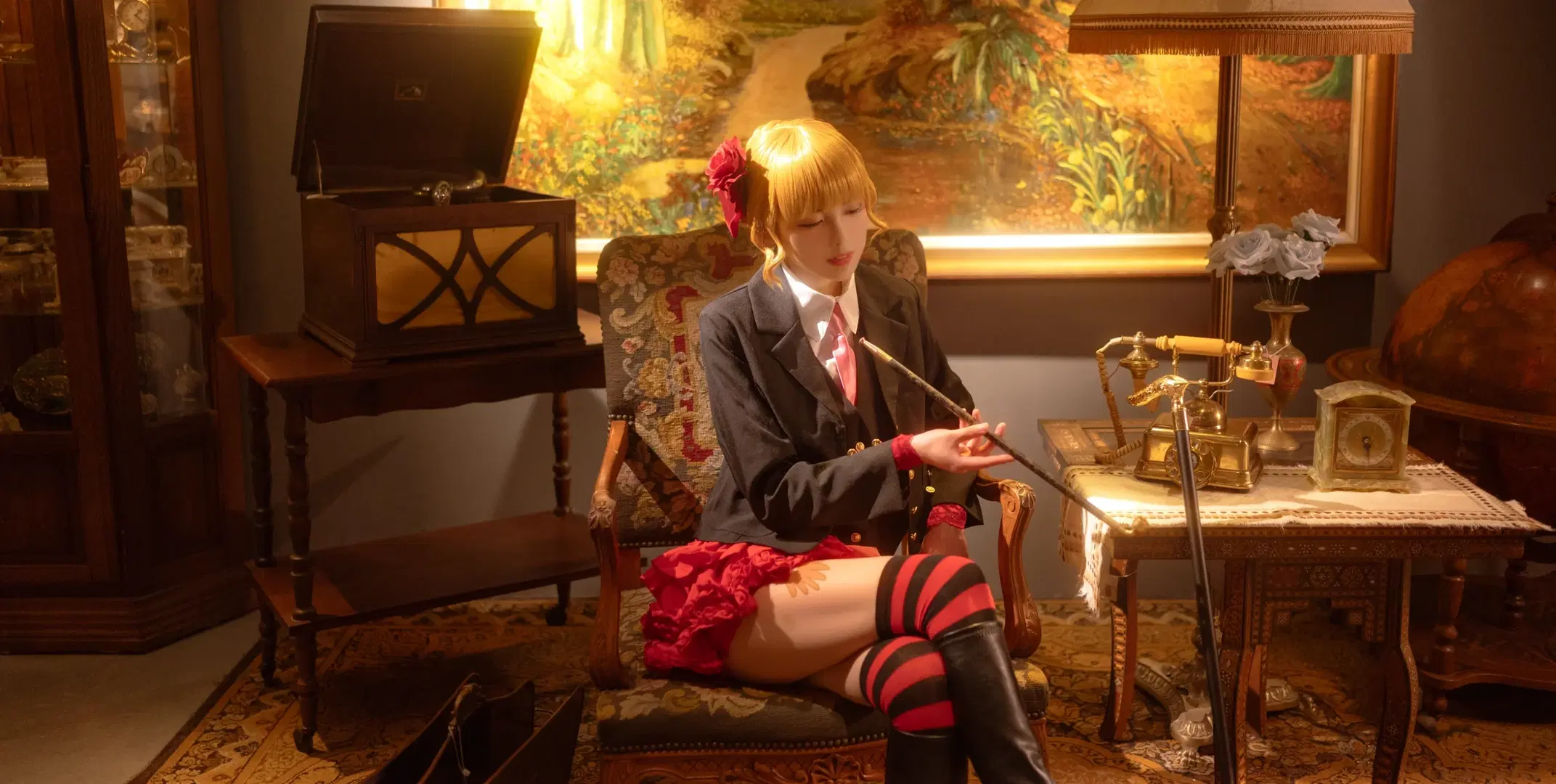 cosplay, 复古写真, 丝袜, 贝阿朵莉切cos, 海猫鸣泣之时