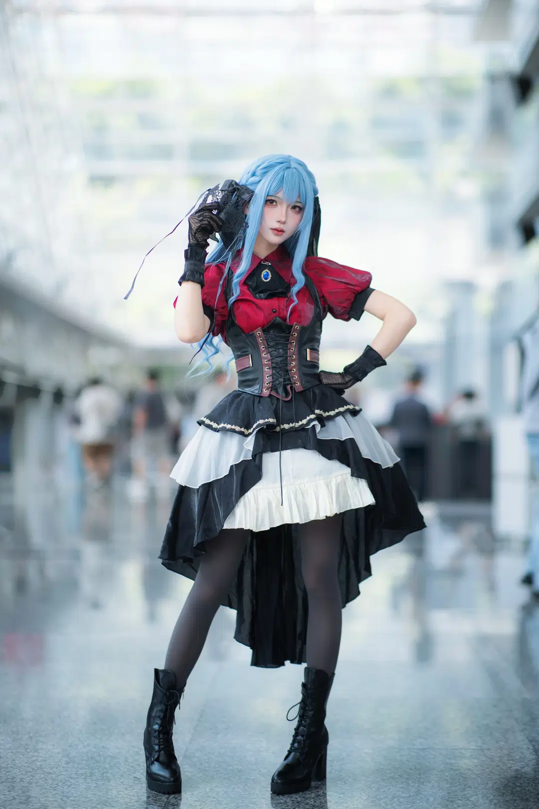 Sakiko Toyokawa cosplay, Convention photos, BanG Dream!, Black stockings, Ave Mujica