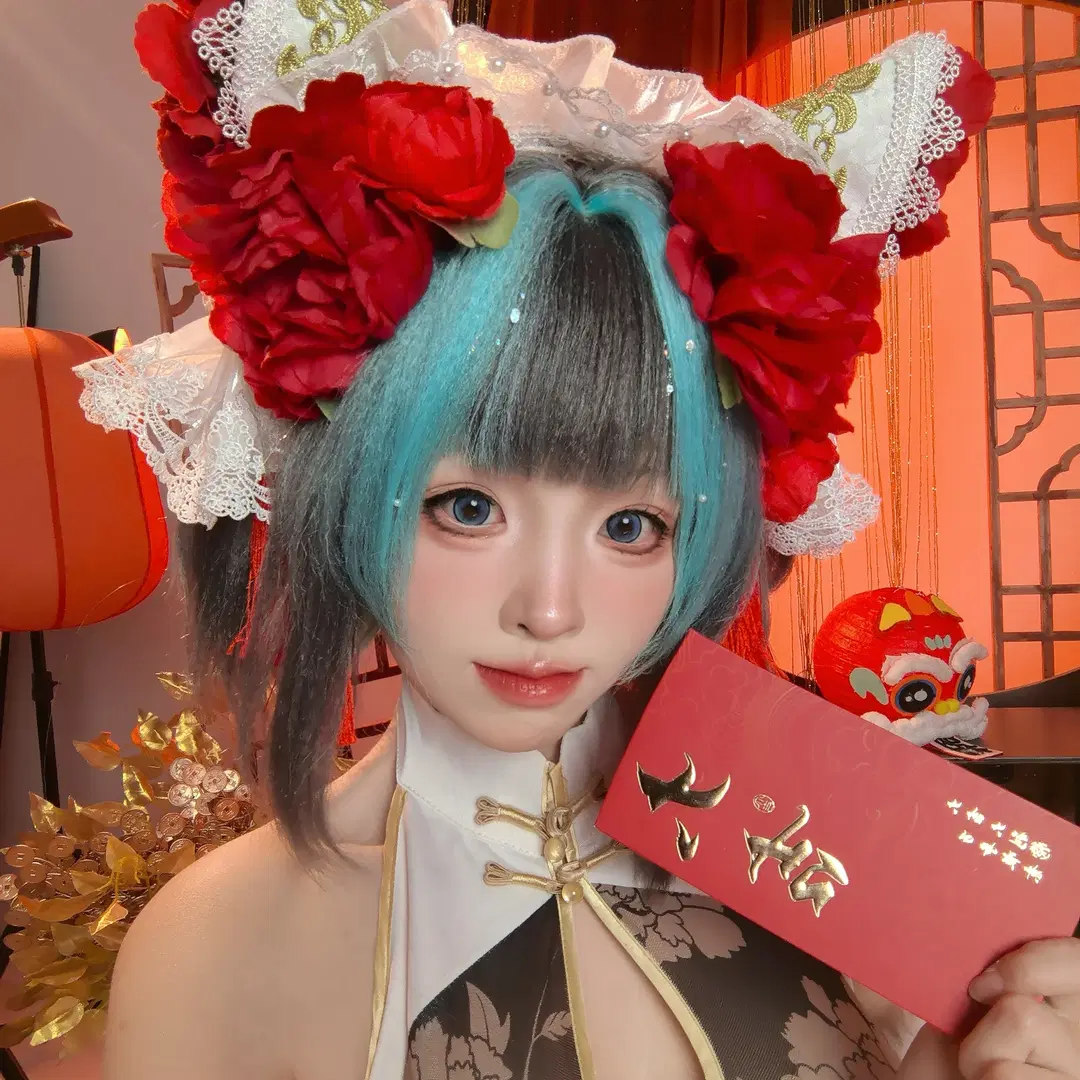 チェシャー コスプレ, アズールレーン, 二次元コスプレ, 白ストッキング, 新春チャイナドレス