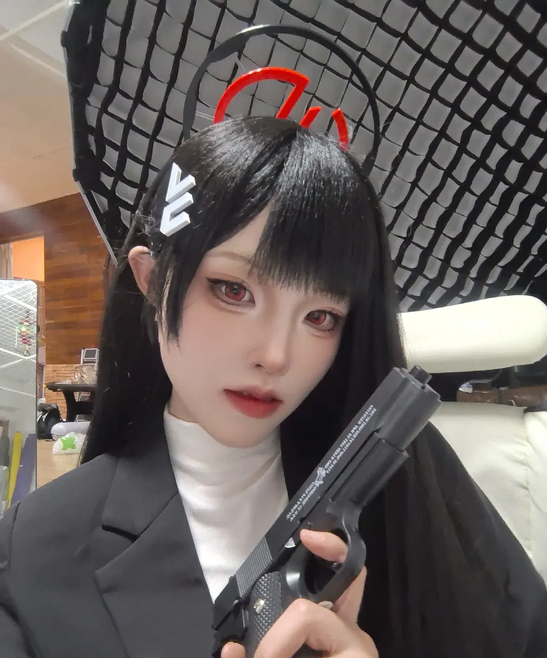 Blue Archive, Onee-san / Mature woman, Black stockings, Tsukatsuki Rio cosplay, Office