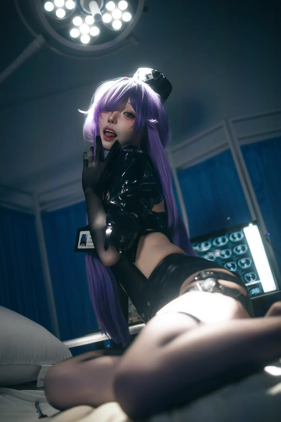 Azur Lane, Dark style, Stockings, Mogador cosplay, Nurse outfit
