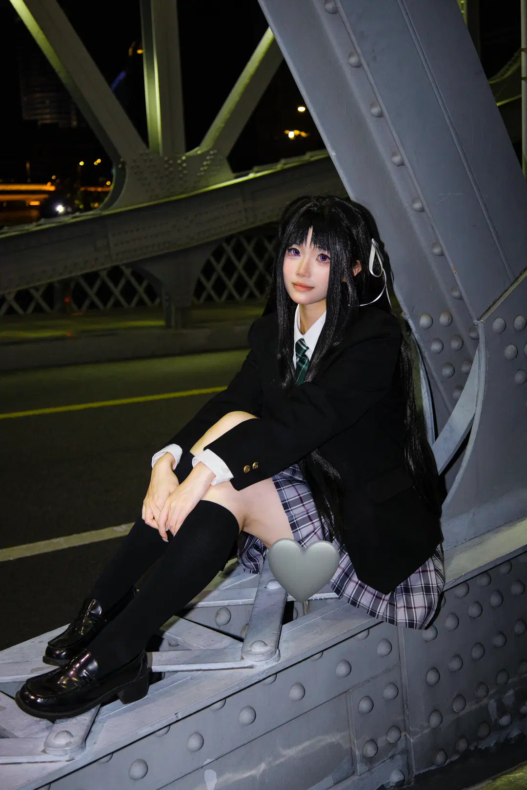 JK制服, 夜景人像, Girls Band Cry, 黑丝过膝袜, 安和昴cos