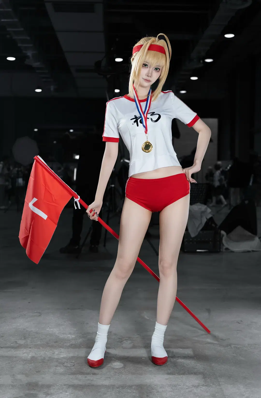 【尼禄cos】FGO尼禄体操服场照，红白配色尽显运动活力 - 檜名乃Hinano - 第4张