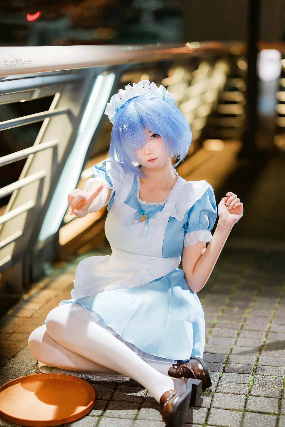 魔法少女小圆, 女仆装, 蕾姆cos, 白丝, 夜景人像