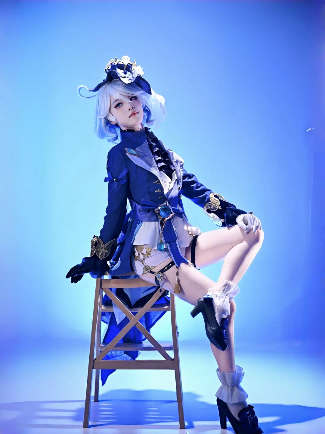 原神, 芙宁娜cos, 原神cosplay, 棚拍写真, 手工假发