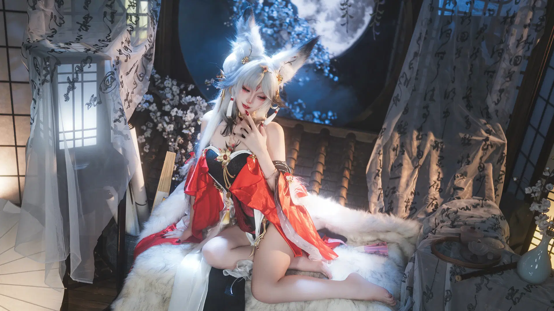【心月狐cos】鳴潮心月狐，月下紅妝與狐耳白髮的碰撞 - 是夙卿呀 - 第15張
