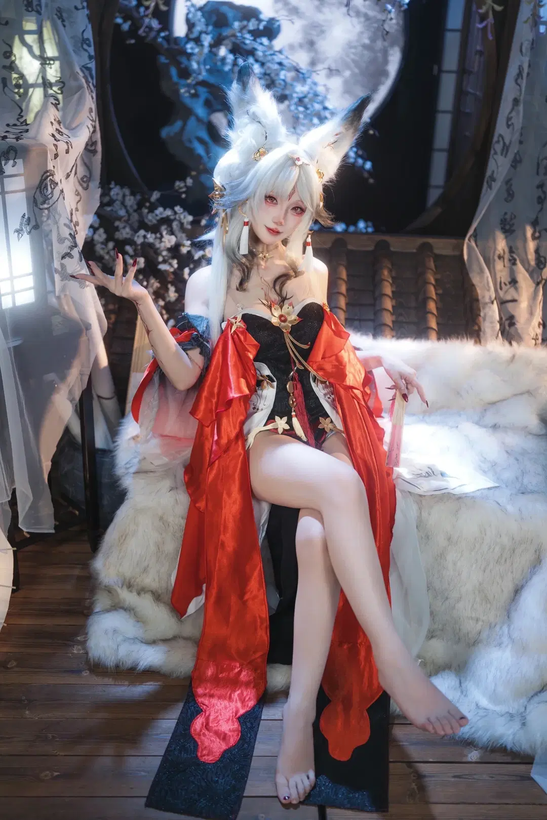 【心月狐cos】鳴潮心月狐，月下紅妝與狐耳白髮的碰撞 - 是夙卿呀 - 第8張