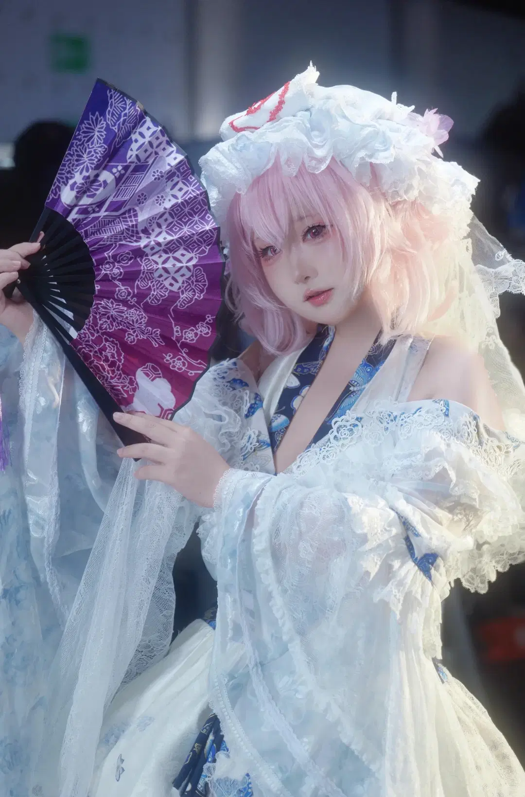 东方project, 西行寺幽幽子cos, 粉发少女, 和风cosplay, 世界线漫展