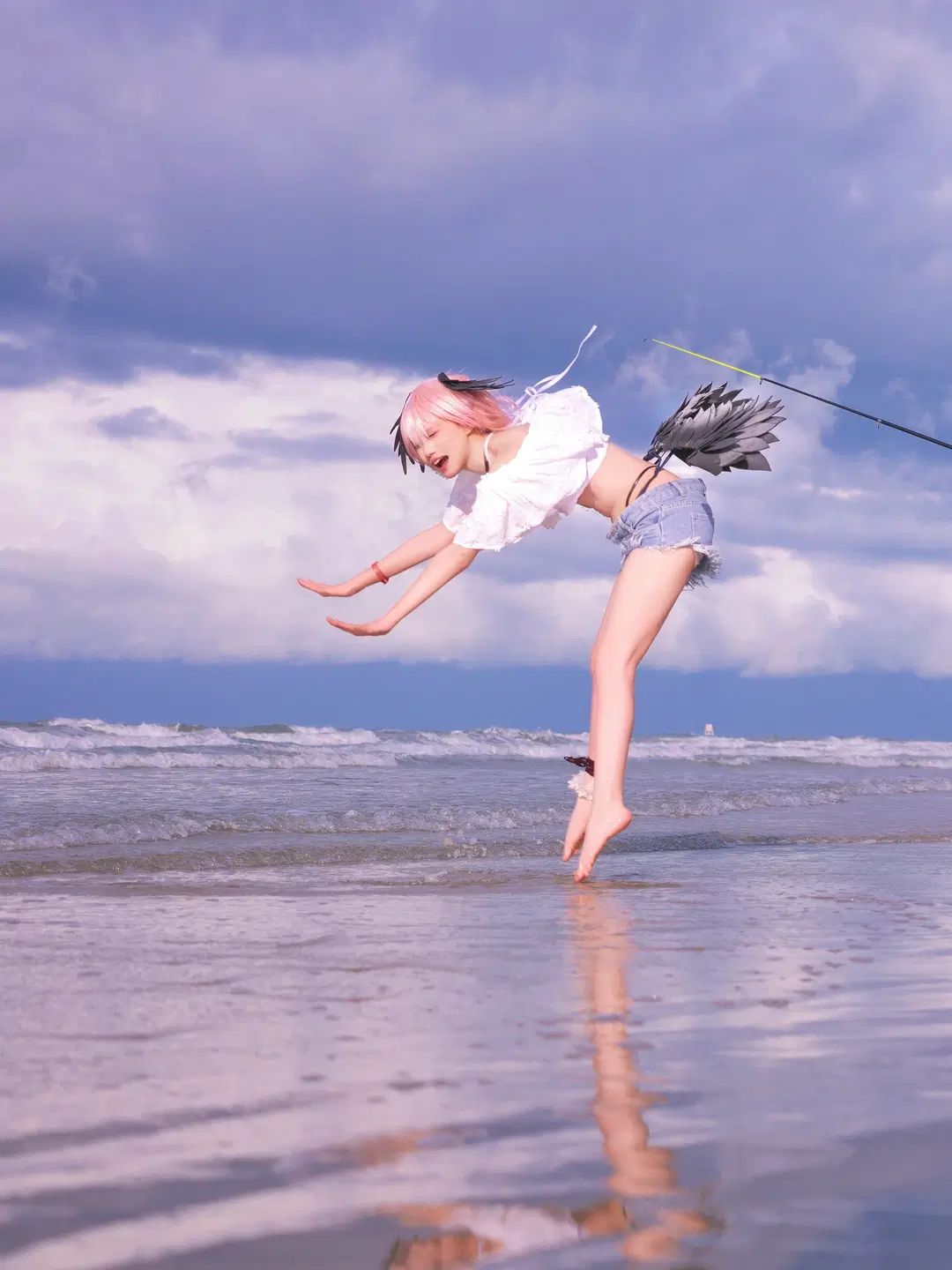 蔚蓝档案, 二次元cosplay, 下江小春cos, 霞泽美游cos, 海边cos