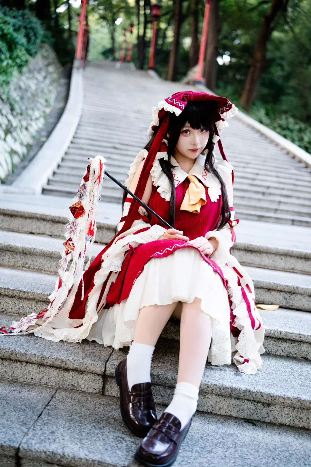 博麗靈夢cos, 東方project, 白絲, 巫女服, 外景正片