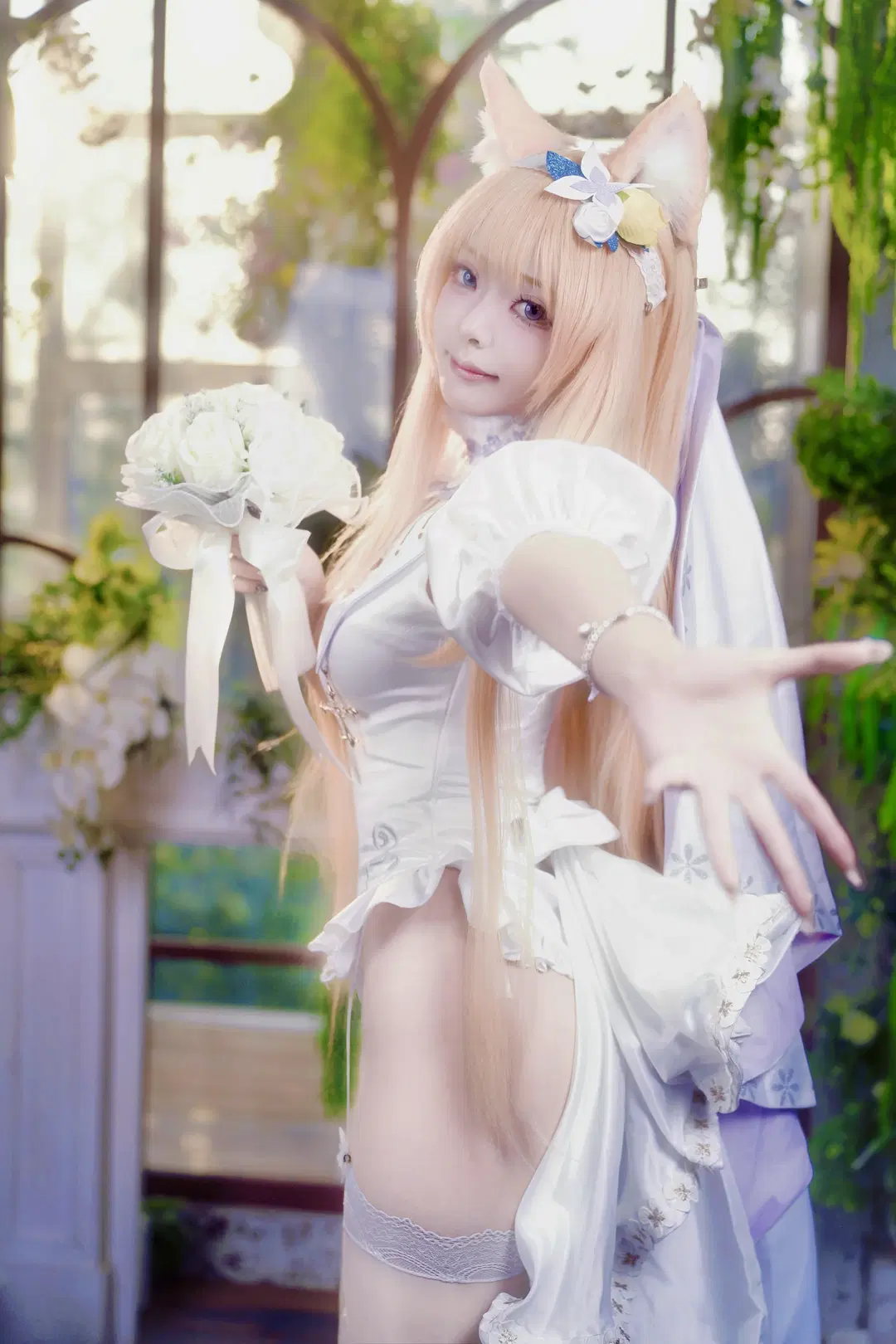 【伊洛瑪麗cos】碧藍檔案的花嫁，在花園裡閃耀
