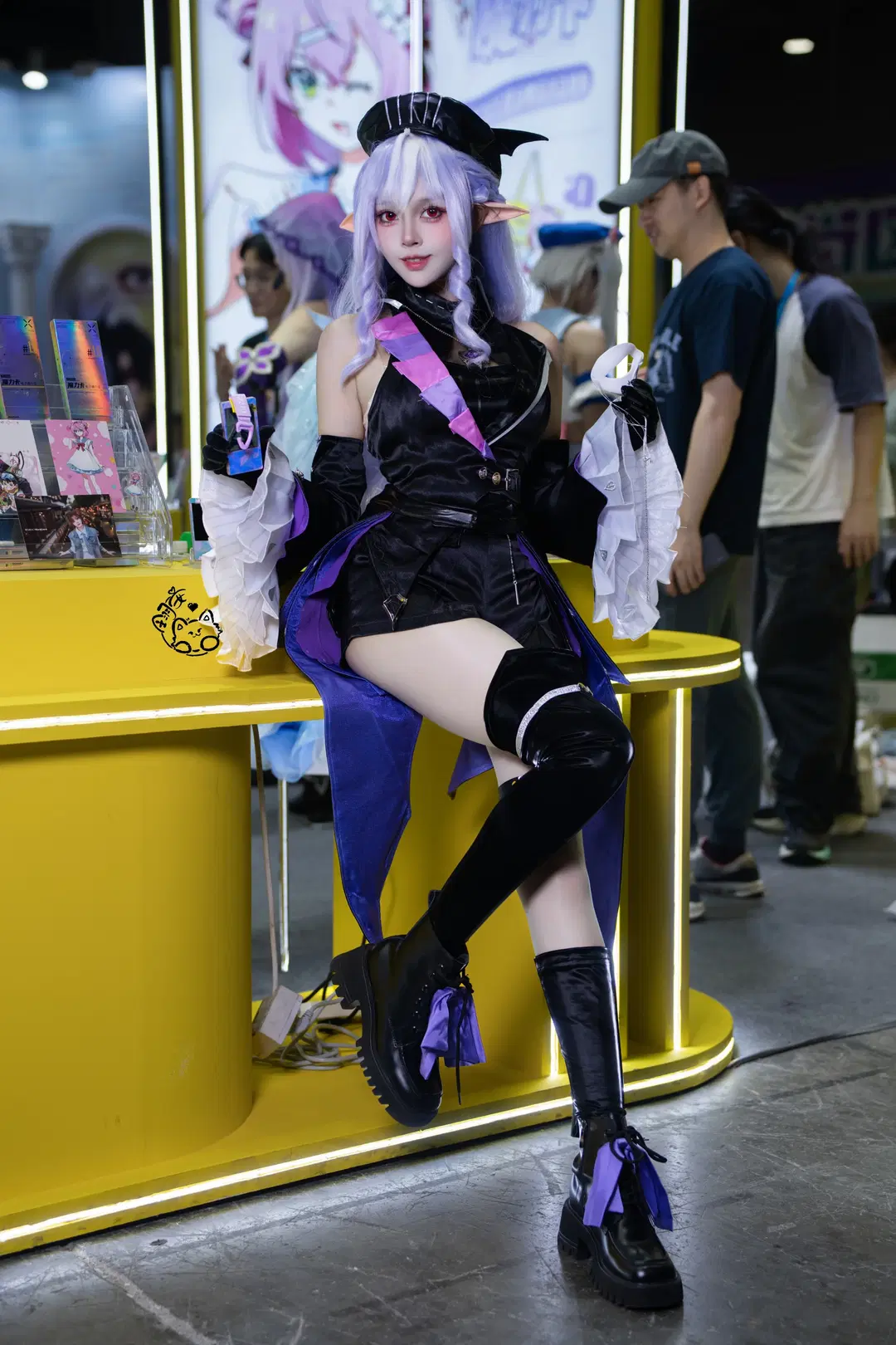 Zenless Zone Zero, Vivian cosplay, Elf ears, Long legs in black stockings, CICF Expo