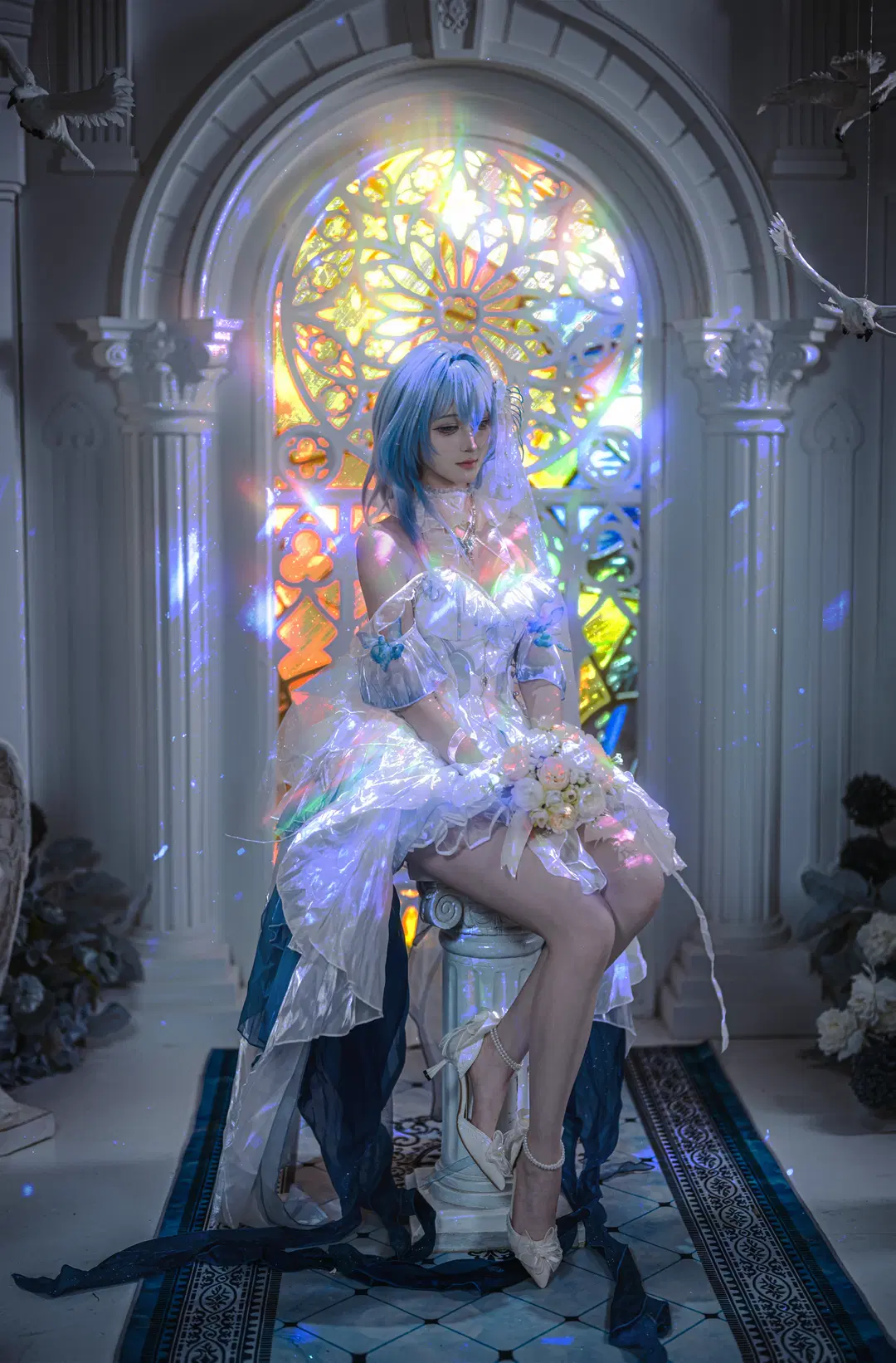 鳴潮, 守岸人cos, 二次元cosplay, 白絲, 教堂寫真