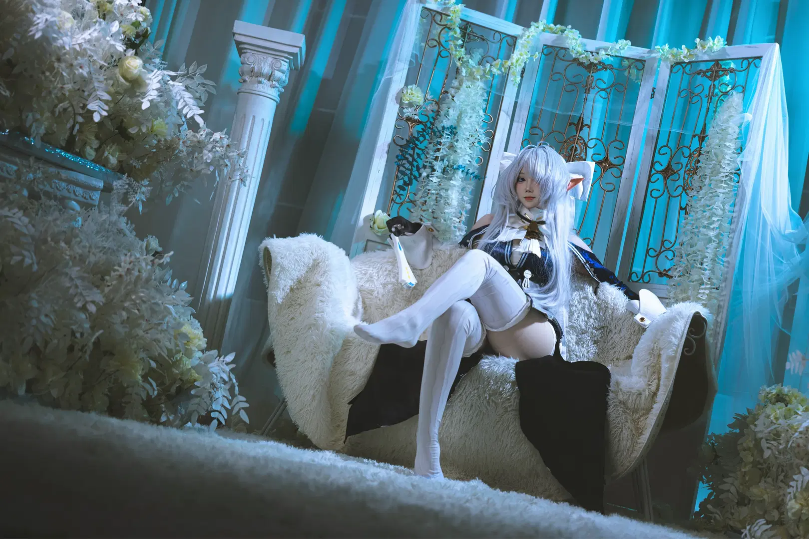 Zenless Zone Zero, cosplay, Studio shoot, White stockings, Velina cosplay