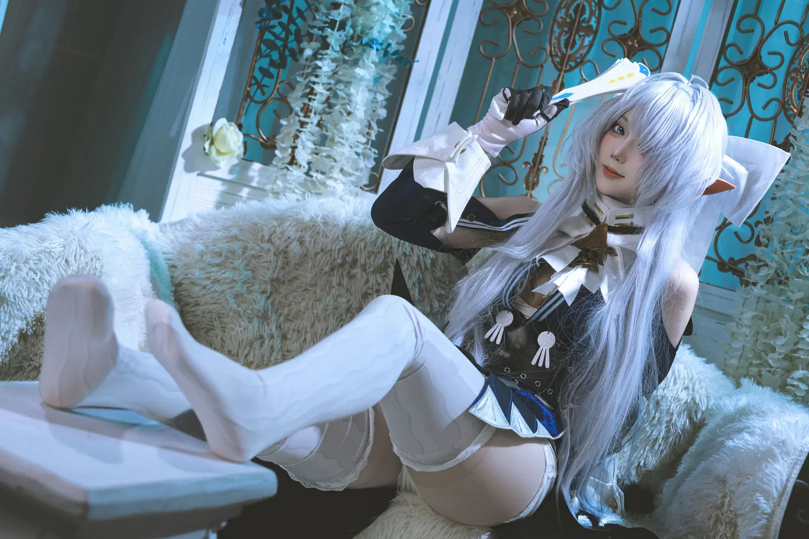 【維琳娜cos】絕區零的優雅與慵懶，白絲與摺扇的碰撞 - 夏尔 - 第4張