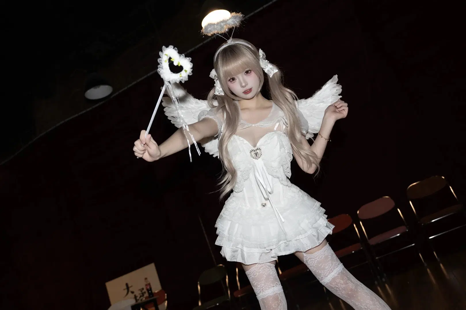 Pure white angel styling studio portrait: The divine sense of feathered wings and white lace stockings by 无糖可乐 - Image 7