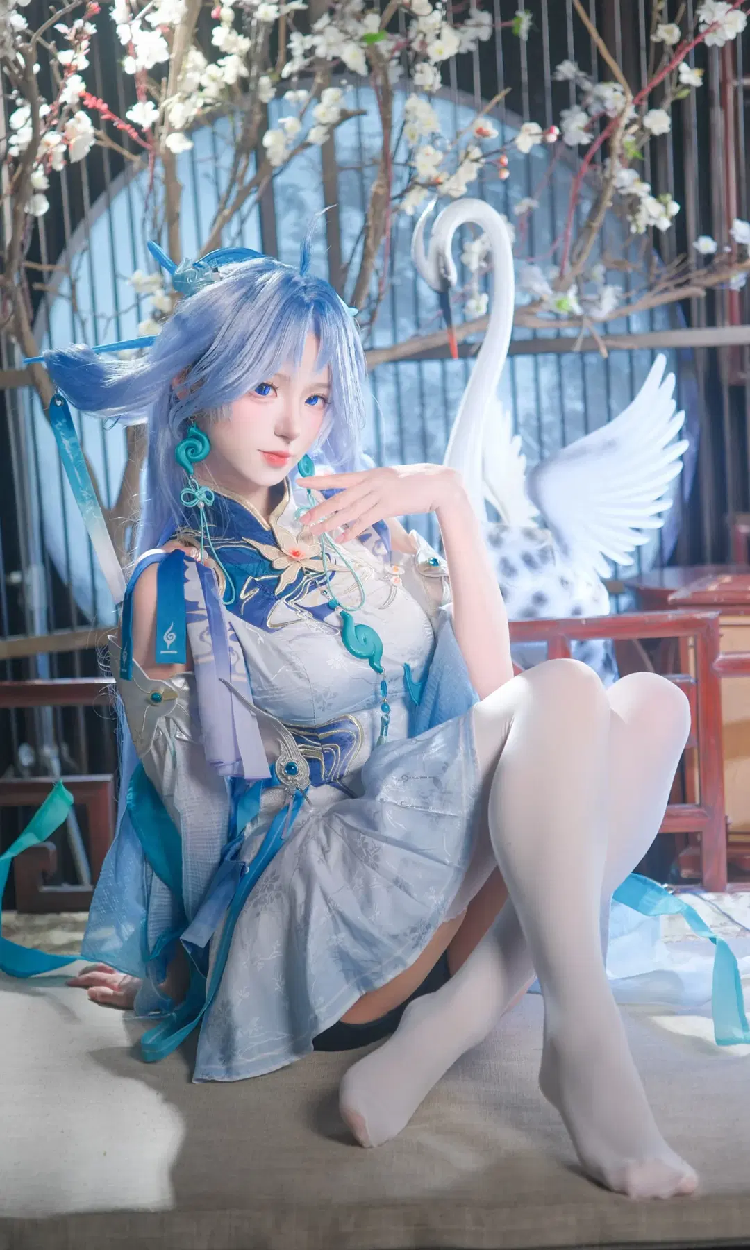 【清宵コスプレ】『鳴潮』師尊の蒼白国風スタイル撮影記録：清廉なる剣影の記憶 - Cryengine15 - 2枚目