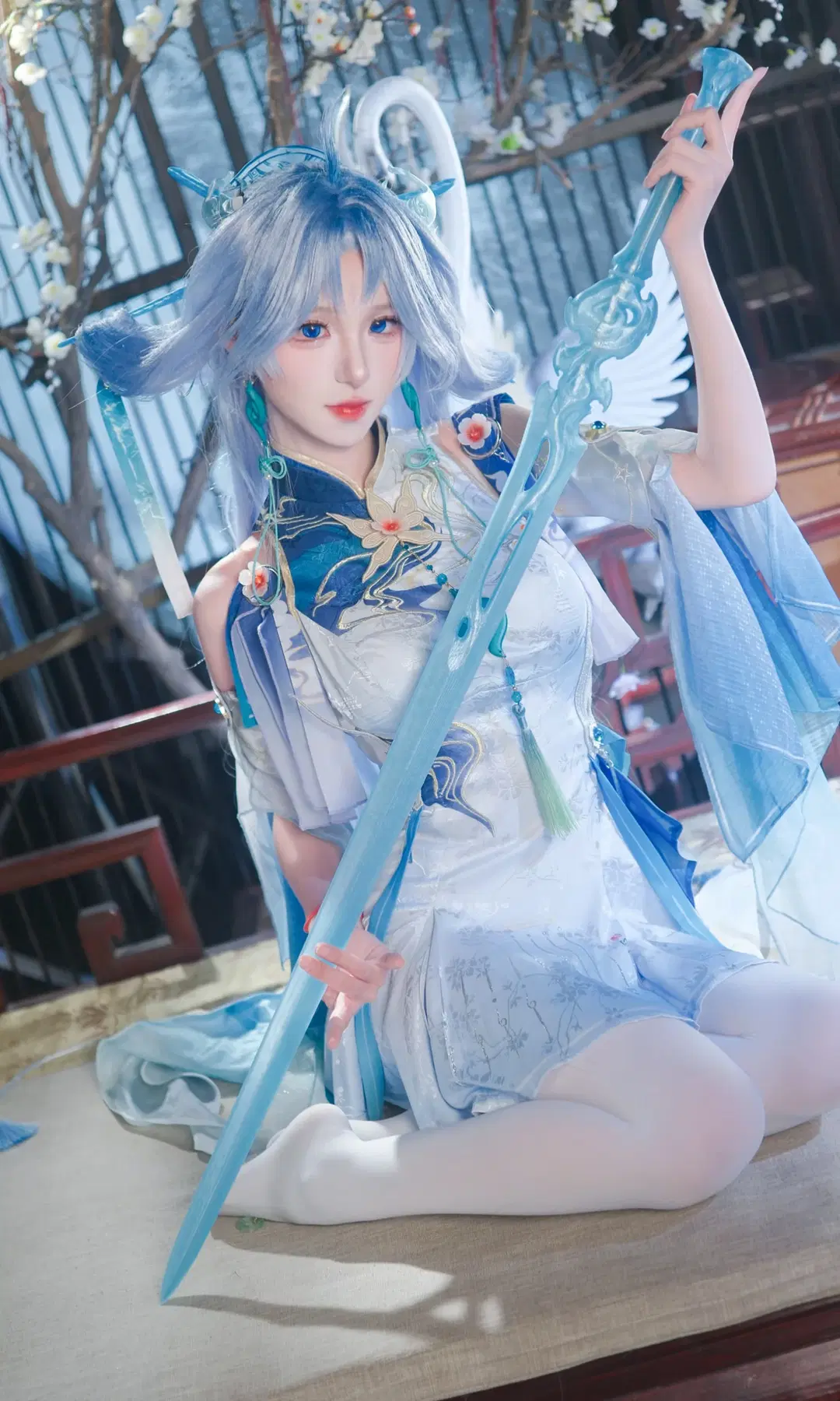 【清宵コスプレ】『鳴潮』師尊の蒼白国風スタイル撮影記録：清廉なる剣影の記憶 - Cryengine15 - 3枚目