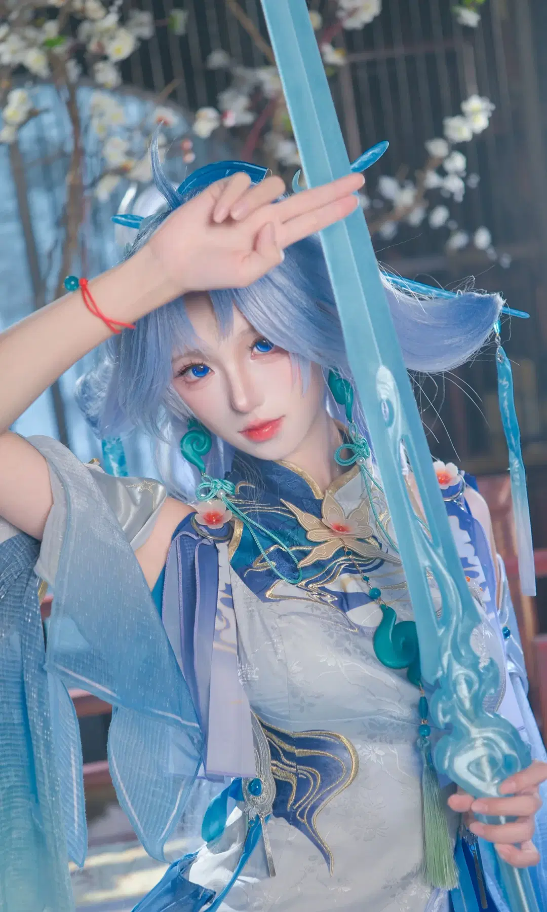 【清宵コスプレ】『鳴潮』師尊の蒼白国風スタイル撮影記録：清廉なる剣影の記憶 - Cryengine15 - 4枚目