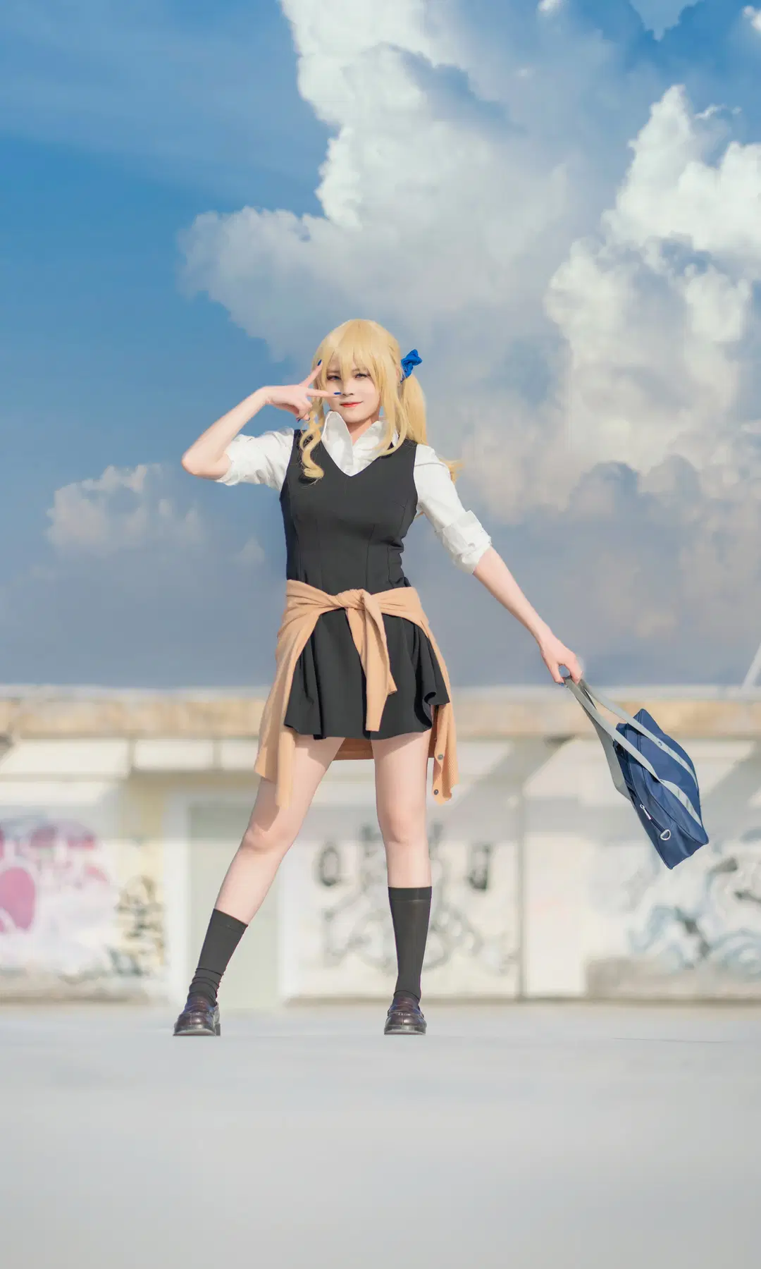早坂愛cos 風停在天台 少女躍向漫天白雲 - 默秋风 - 第2張