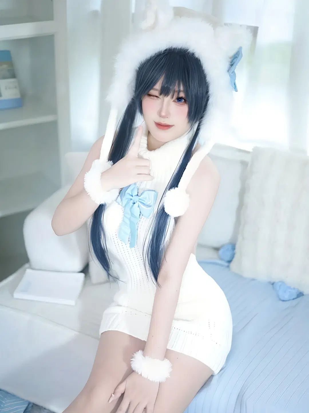 【龙华妃咲cos】蔚蓝档案的冬日毛绒感装扮 - 坑坑不坑 - 第4张