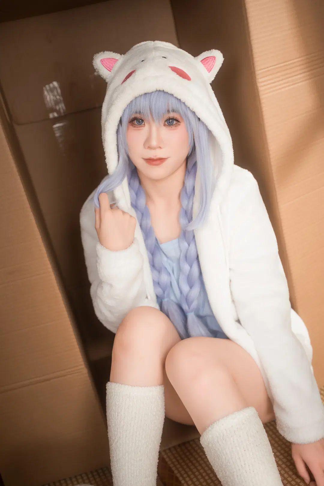 棚拍, 白丝, 点兔, 纸箱写真, 智乃cos