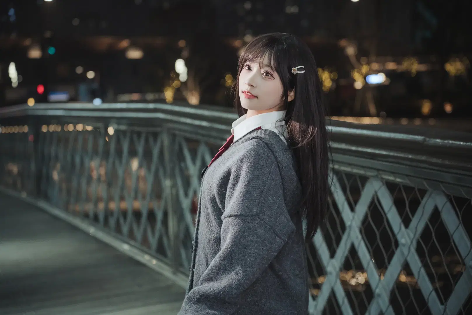 深夜橋邊的JK制服夜景人像 - 吶魄罗 - 第7張