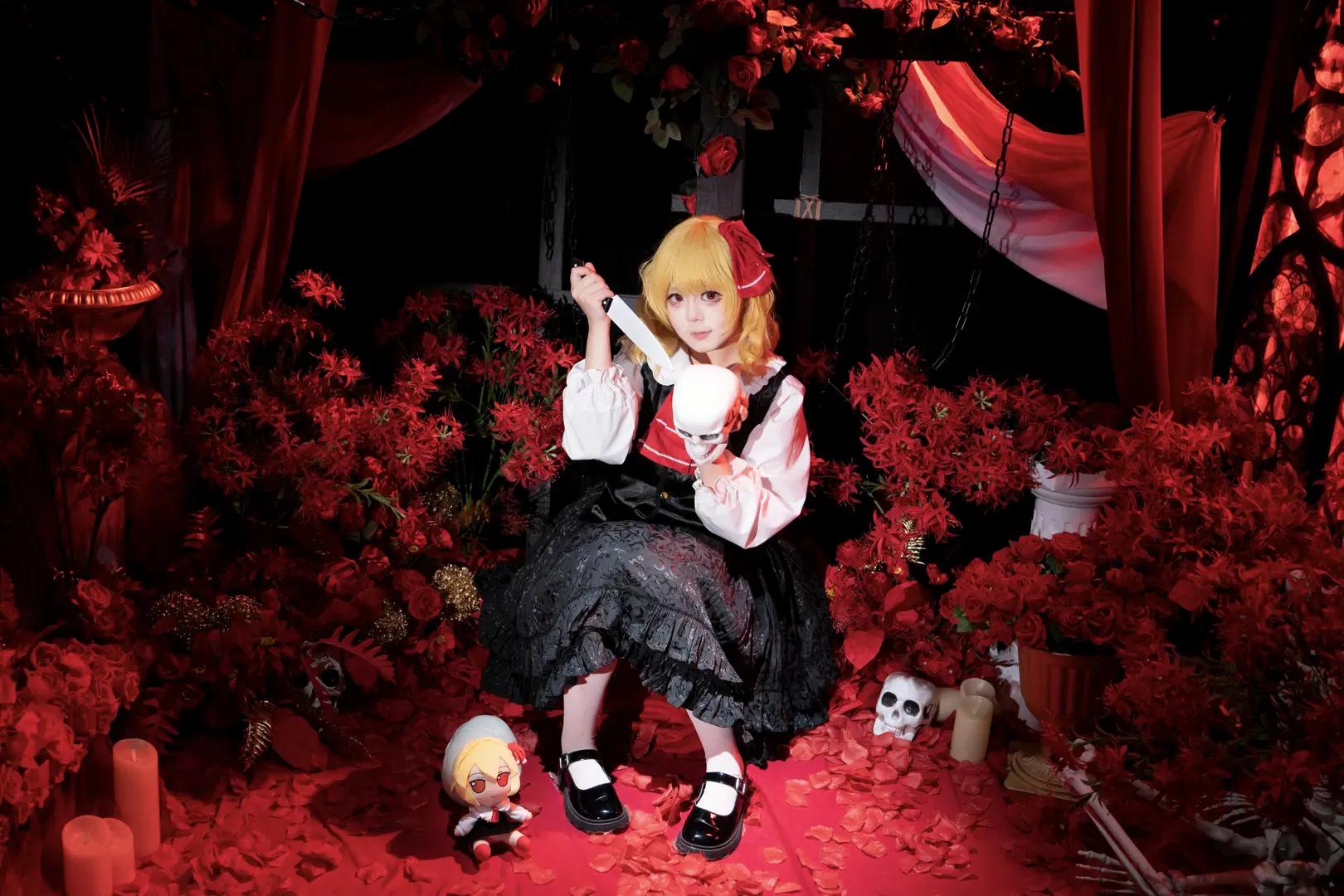 【ルーミア コスプレ】『東方Project』ダークゴシック風コスプレ写真 - 屿西奈 - 6枚目