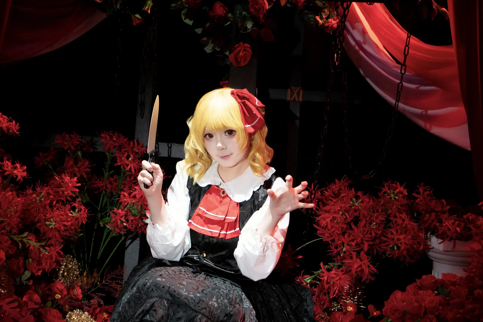 【ルーミア コスプレ】『東方Project』ダークゴシック風コスプレ写真 - 屿西奈 - 8枚目