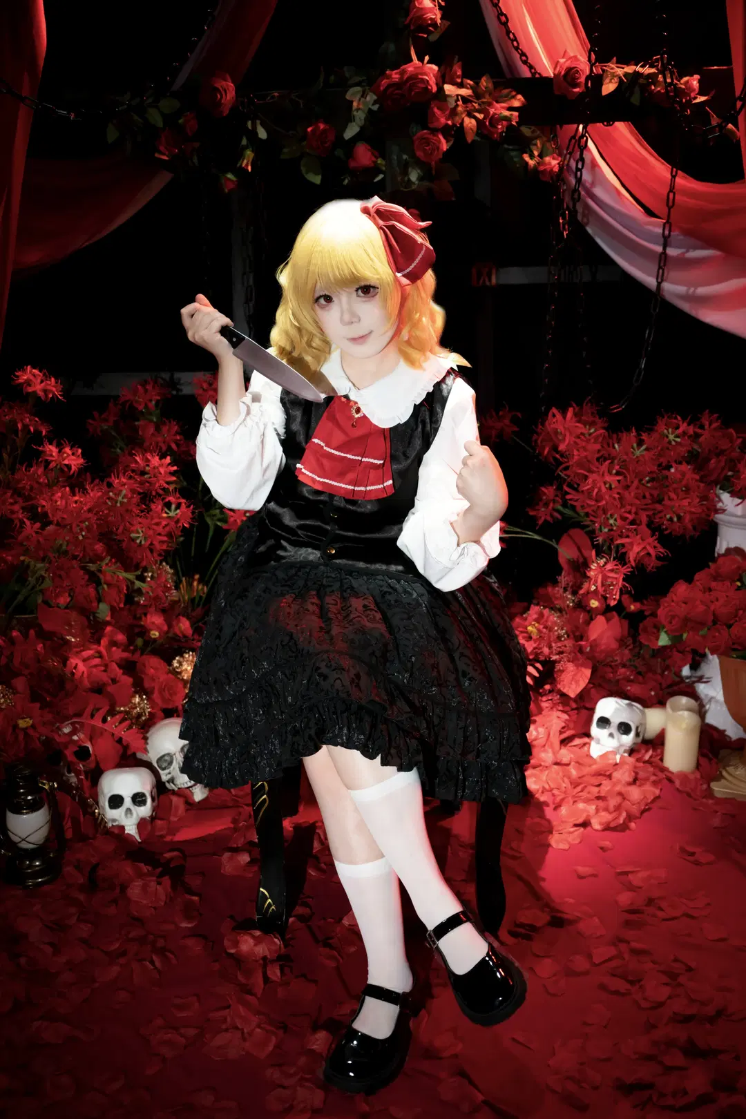 【ルーミア コスプレ】東方Project 漆黒の薔薇スタジオ撮影、愛らしき消防斧 - 屿西奈 - 8枚目