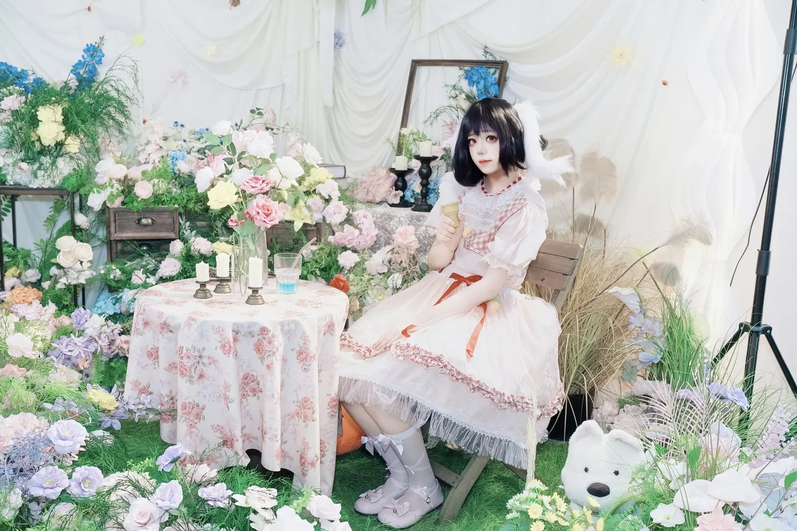 【因幡てゐ コスプレ】『東方Project』幻想の花園に佇む白うさぎ - 屿西奈 - 3枚目