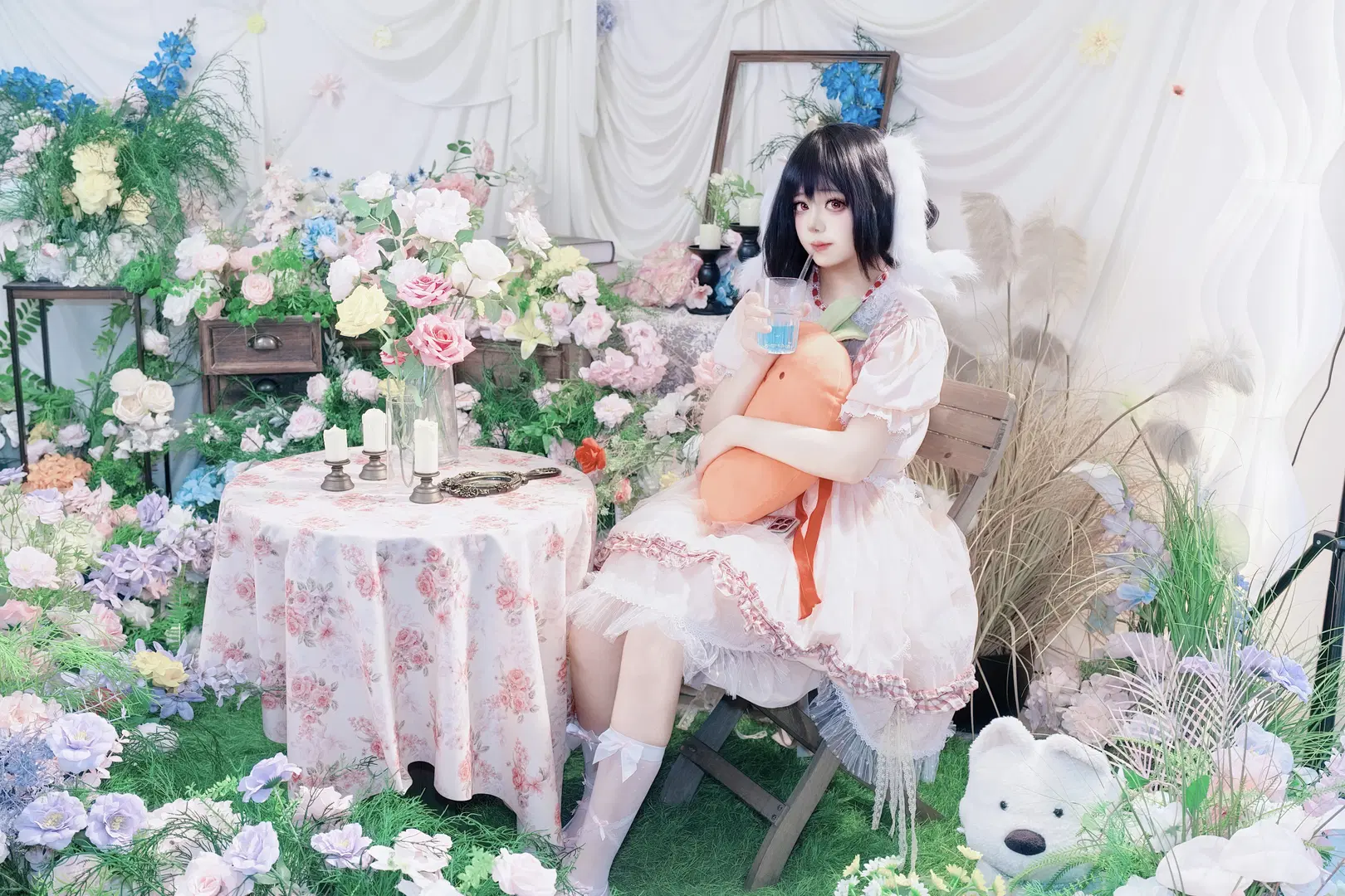 【因幡てゐ コスプレ】『東方Project』幻想の花園に佇む白うさぎ - 屿西奈 - 4枚目