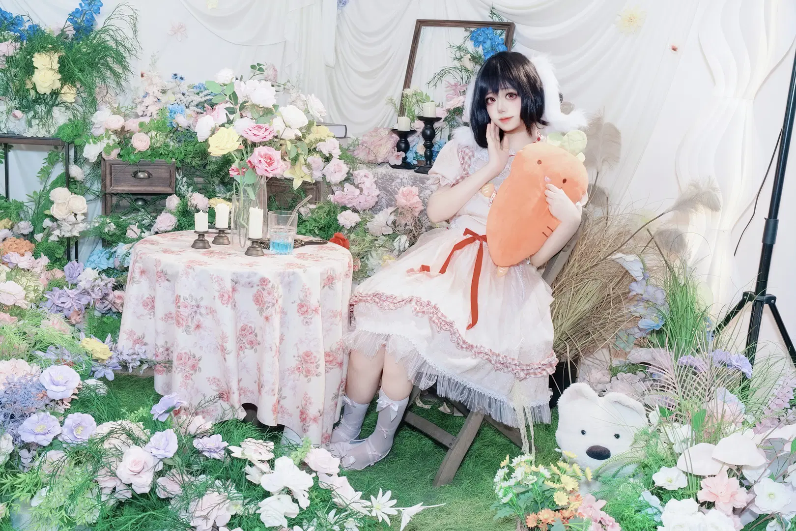 【因幡てゐ コスプレ】『東方Project』幻想の花園に佇む白うさぎ - 屿西奈 - 5枚目