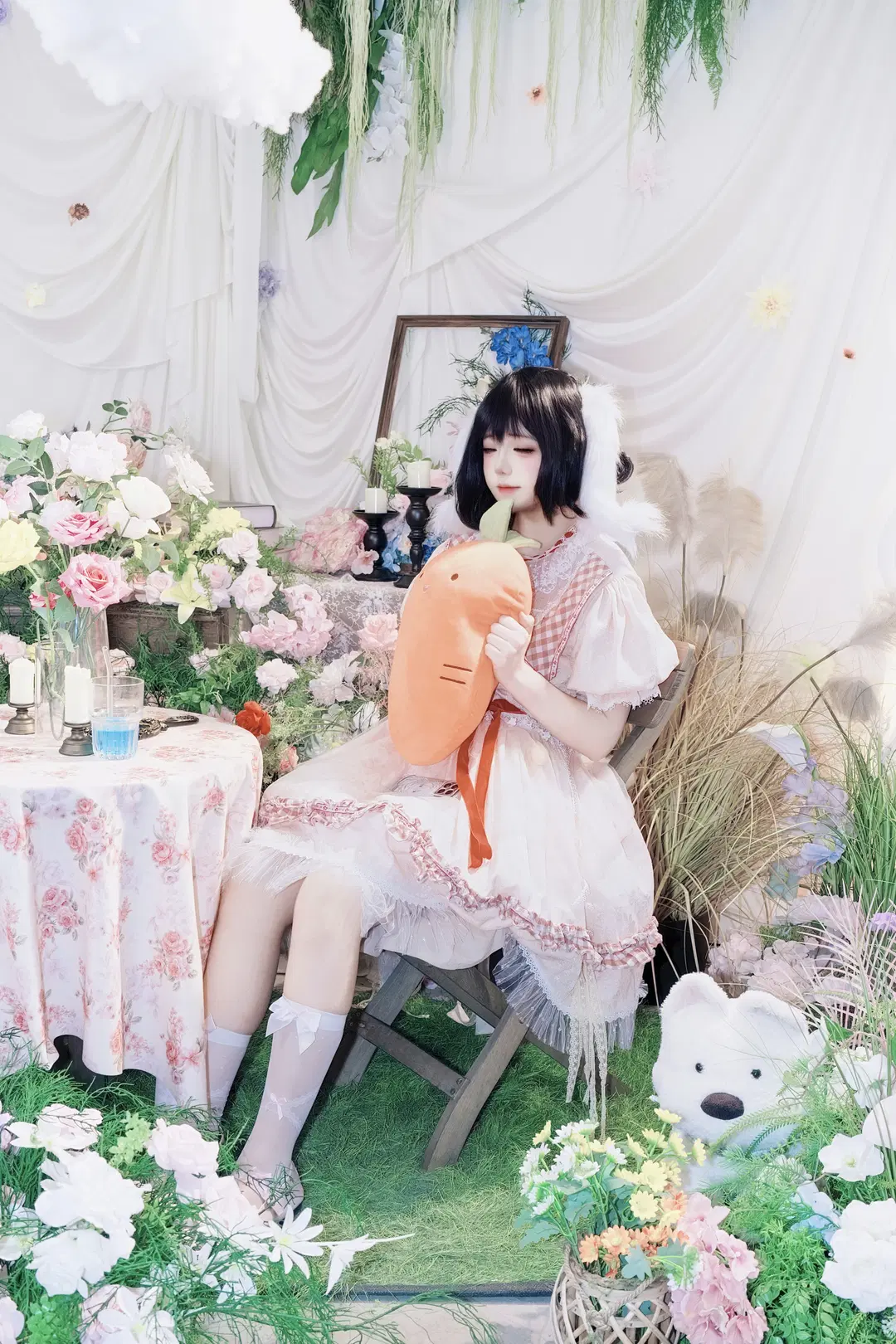 【因幡てゐ コスプレ】『東方Project』幻想の花園に佇む白うさぎ - 屿西奈 - 9枚目