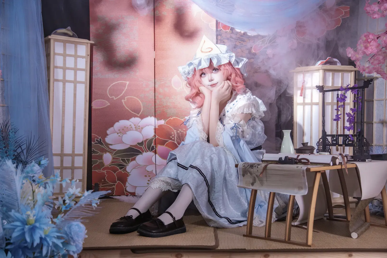 【西行寺幽幽子cos】粉發藍裙，西行妖的迷幻二設