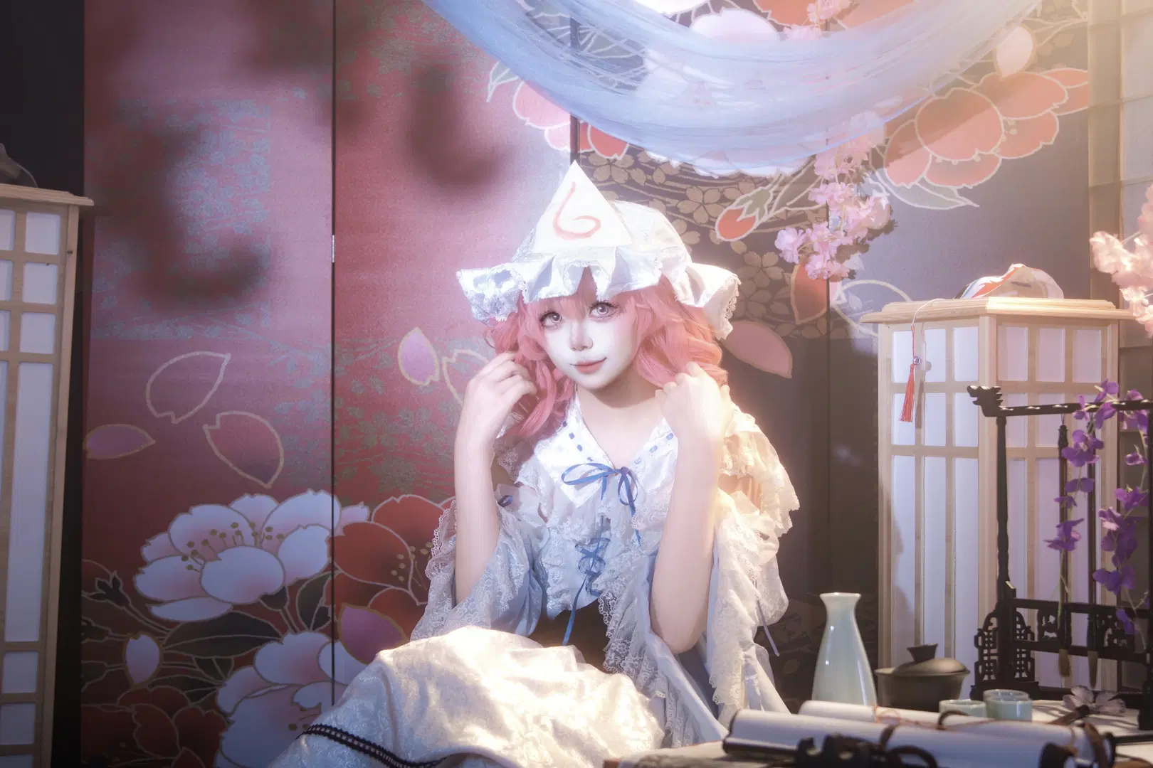 【西行寺幽幽子cos】粉發藍裙，西行妖的迷幻二設 - 屿西奈 - 第7張