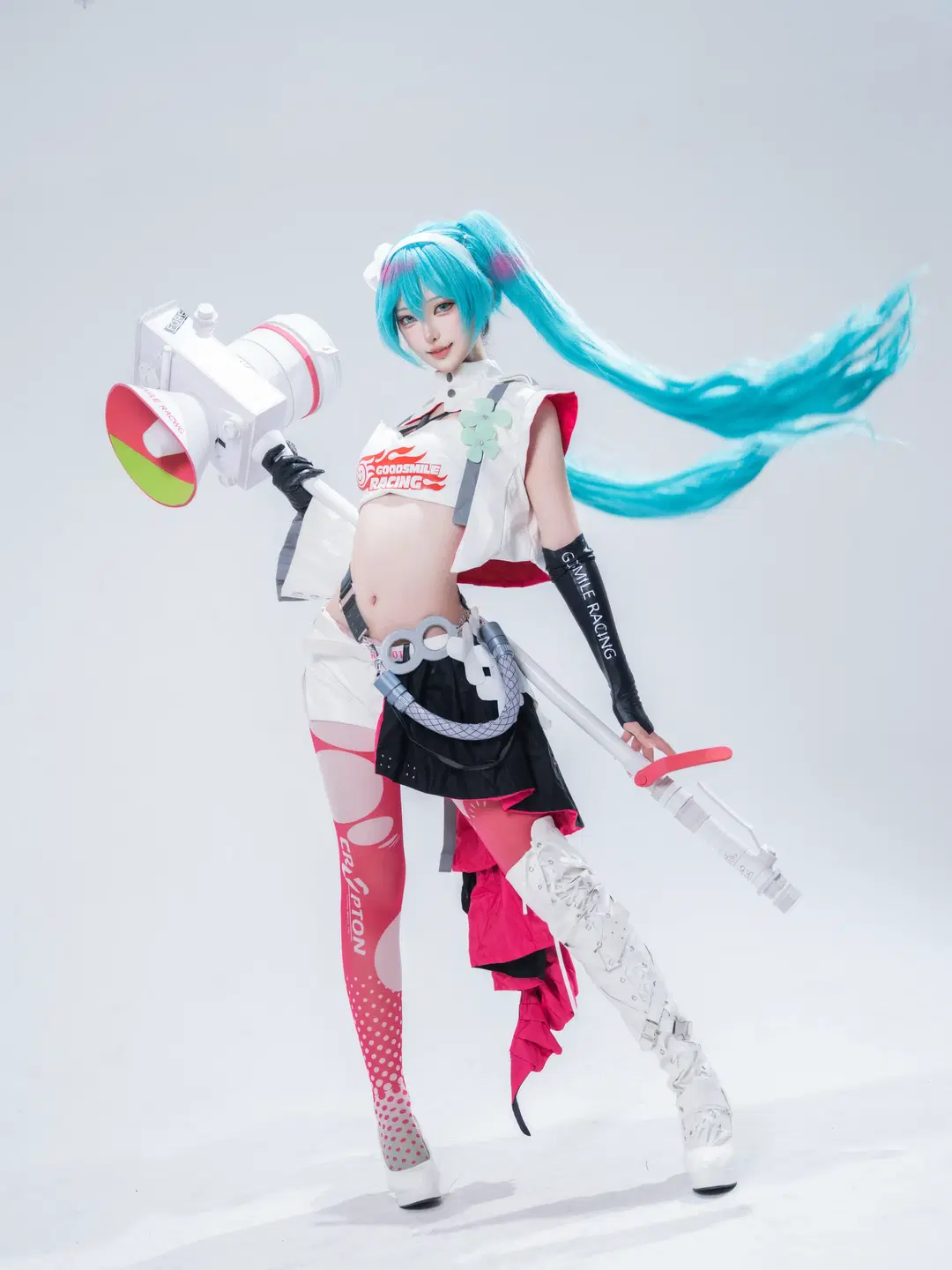 初音未来cos, 虚拟歌姬, 赛车服cos, 丝袜cos, 赛车初音2025