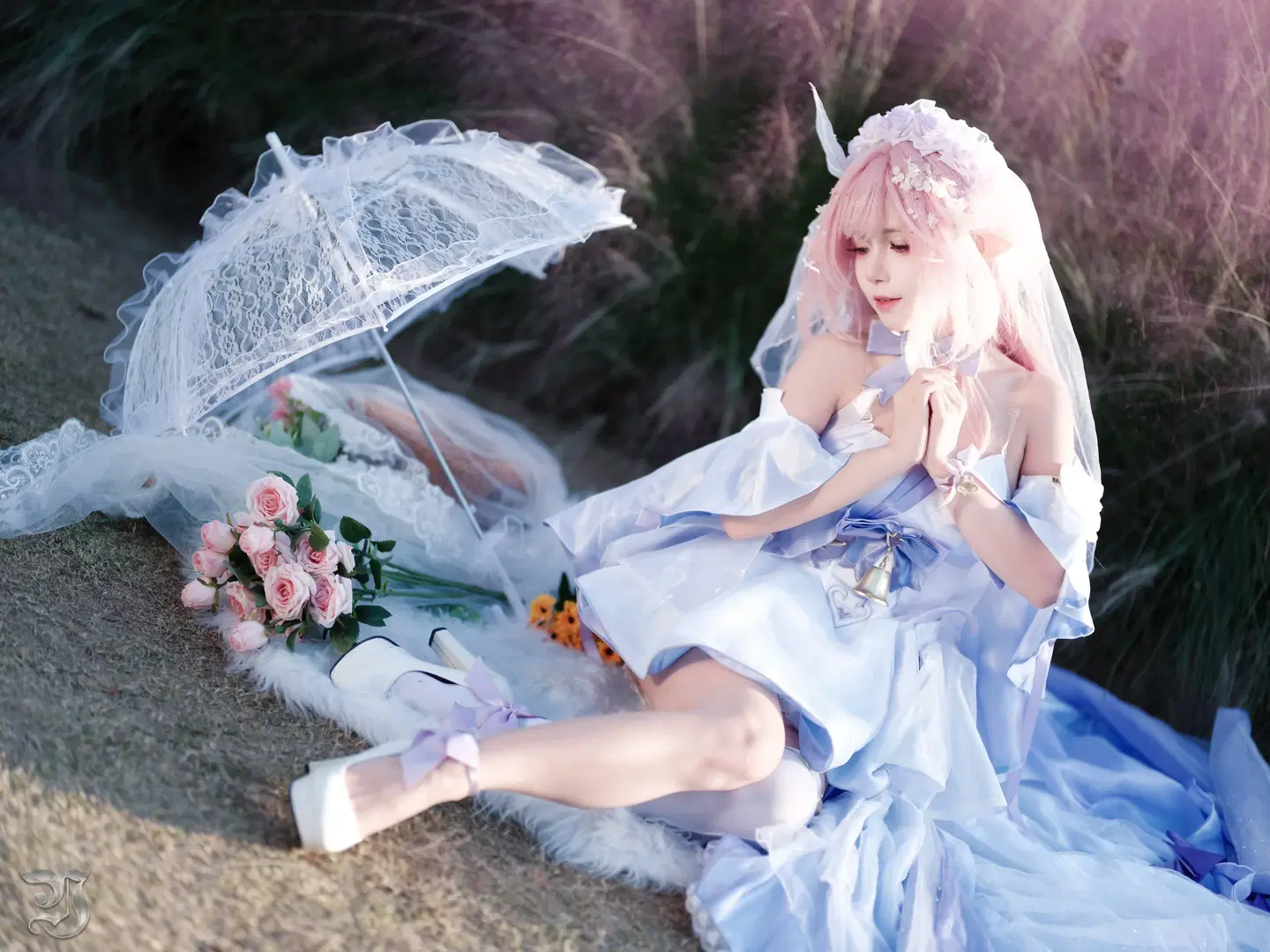 【爱莉希雅cos】粉黛花海中的花嫁 - 跃动的小黑马 - 第9张