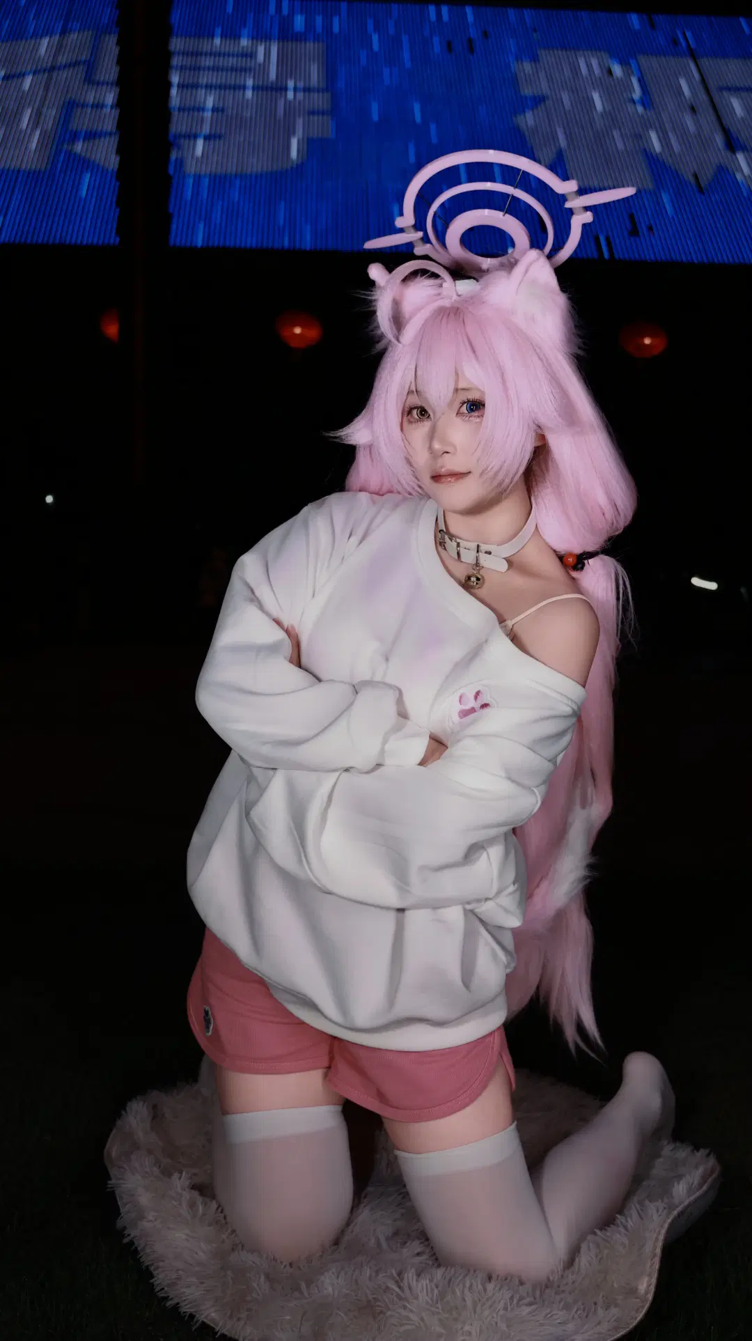 【小鳥遊ホシノ コスプレ】『ブルーアーカイブ』夜の部、まったり白ストッキングとピンクのヘイローのイベント写真 - 小谷鸡 - 3枚目
