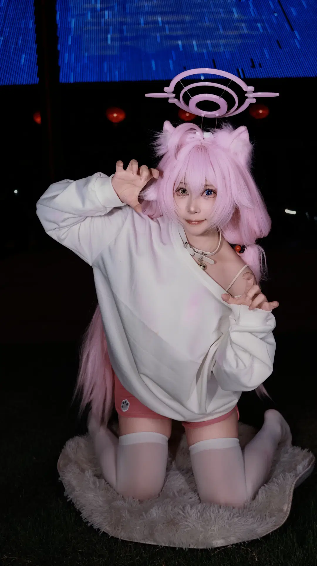 【小鳥遊ホシノ コスプレ】『ブルーアーカイブ』夜の部、まったり白ストッキングとピンクのヘイローのイベント写真 - 小谷鸡 - 5枚目
