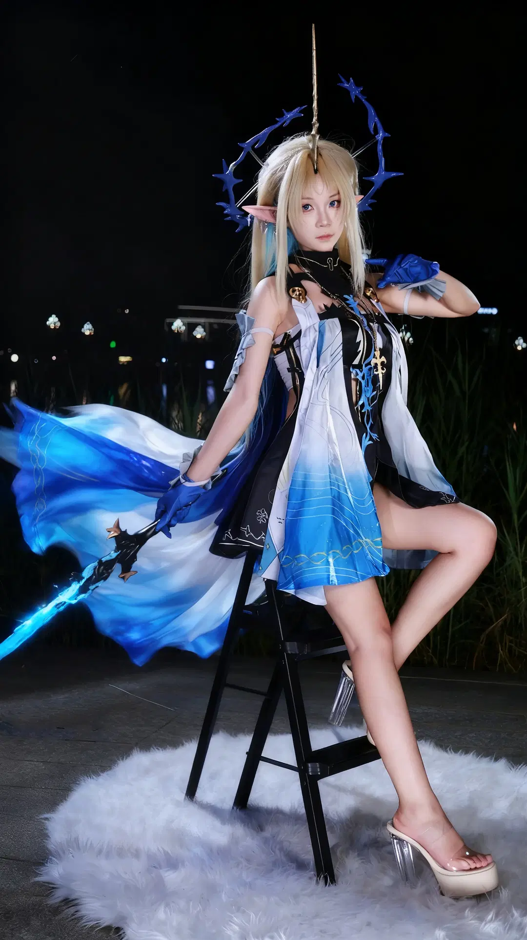 鸣潮, 卡提希娅cos, 二次元cosplay, 夜景人像, 游戏角色扮演