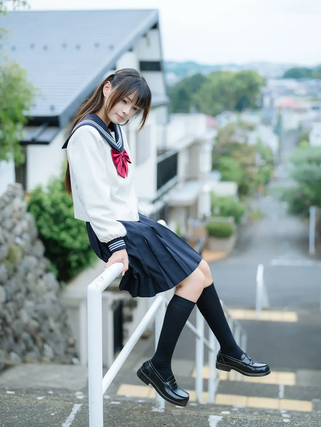 曖昧3センチ，日系水手服街道隨拍