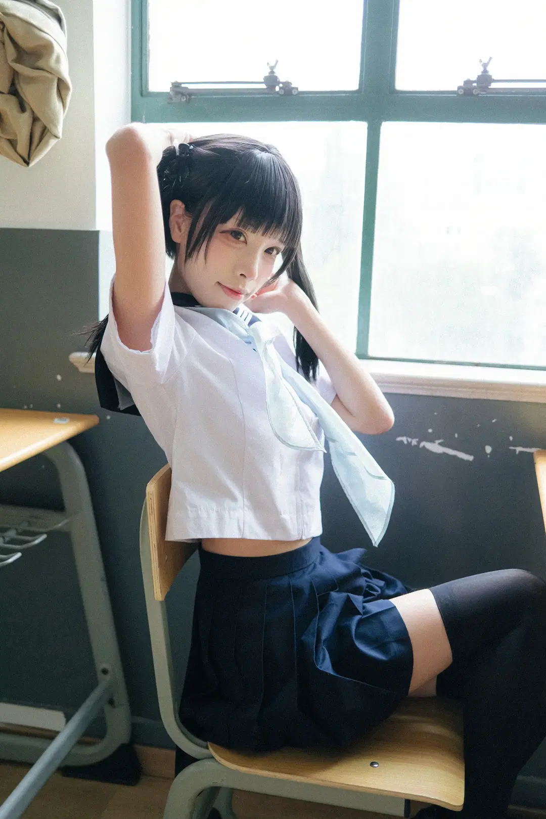 後排靠窗的雨天教室水手服寫真 - HIRO_午饭饭 - 第11張