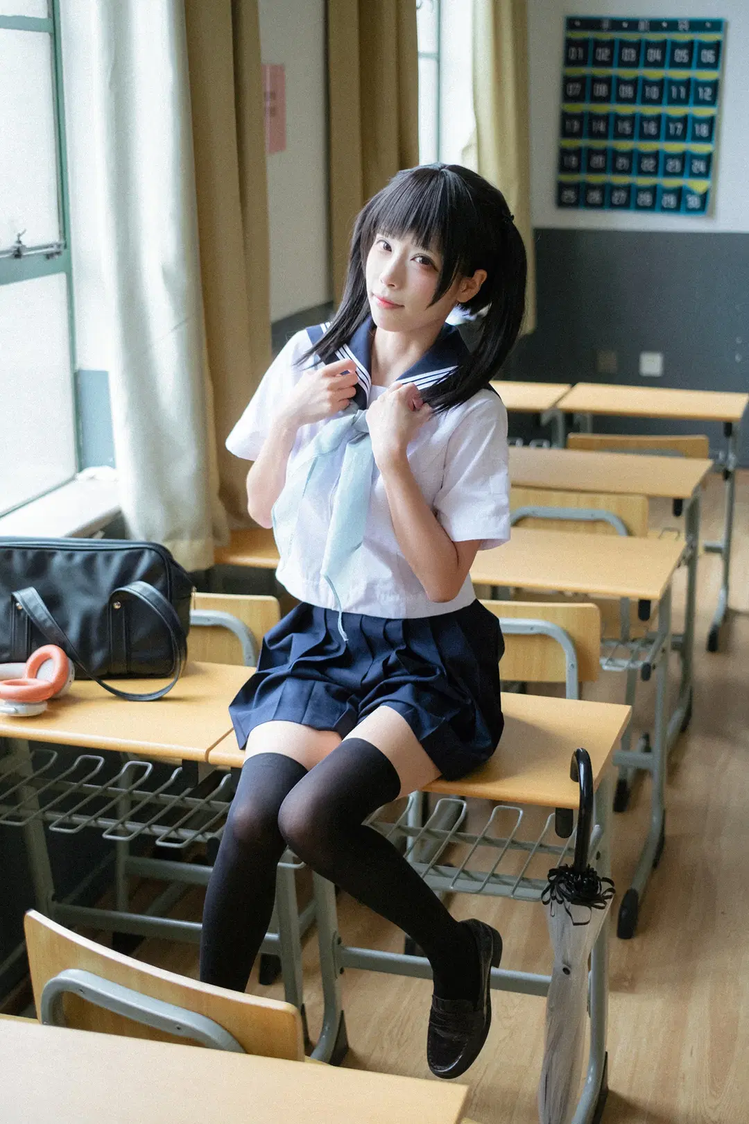 後排靠窗的雨天教室水手服寫真 - HIRO_午饭饭 - 第9張