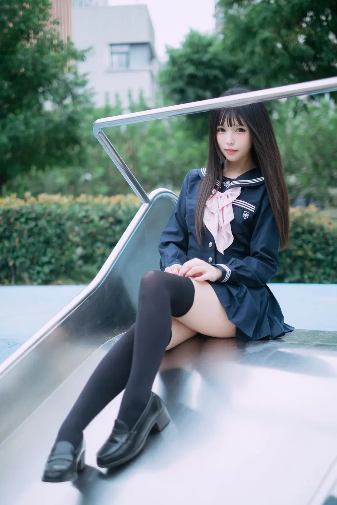 雨停后的水手服黑丝写真，游乐场滑梯拍摄日记 - HIRO_午饭饭 - 第7张