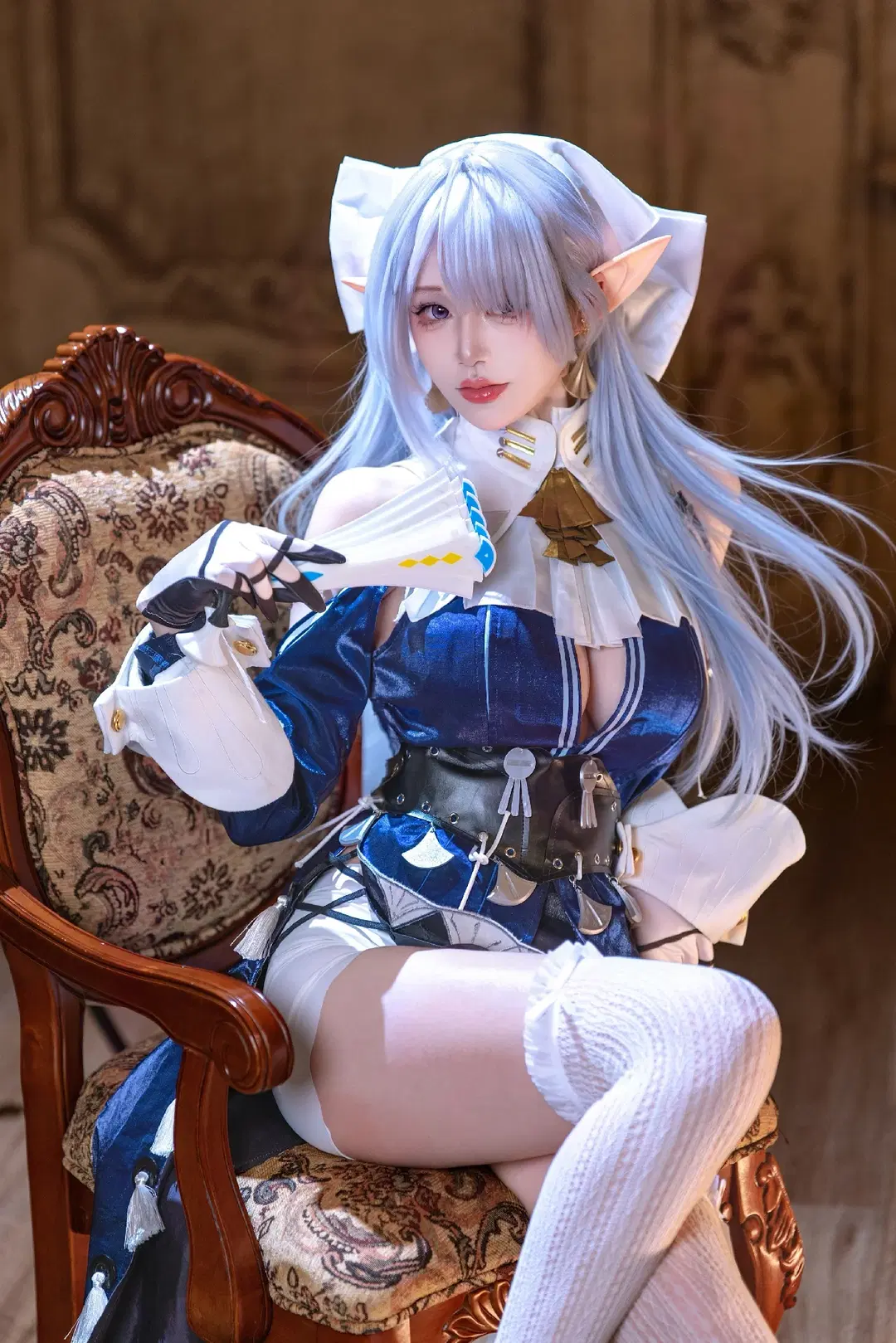 Zenless Zone Zero, Elf ears, Velina cosplay, White tights cosplay, Sony portrait photography