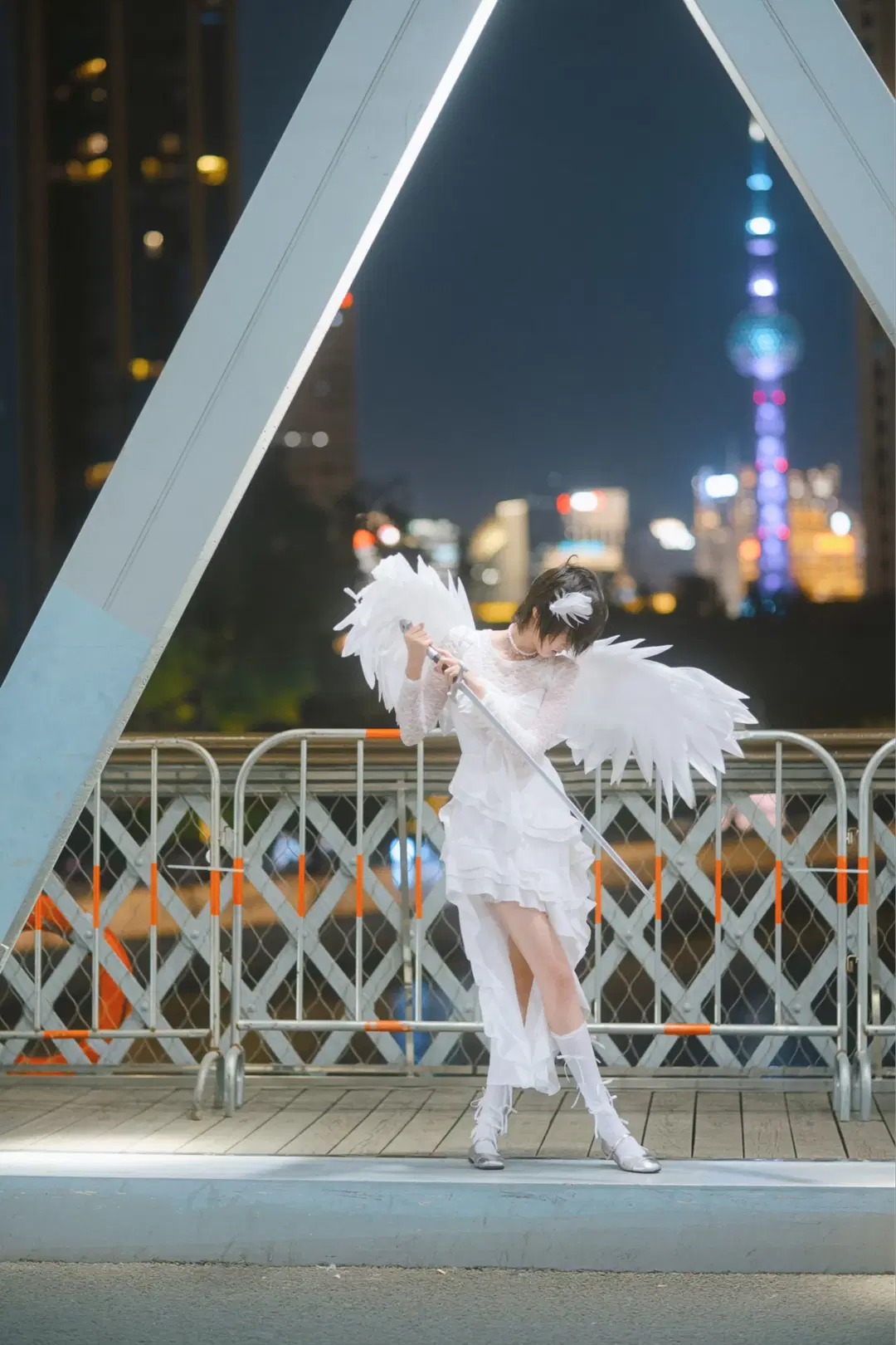 夜遊鋼鐵大橋的白翼天使造型 - 北面色影 - 第15張