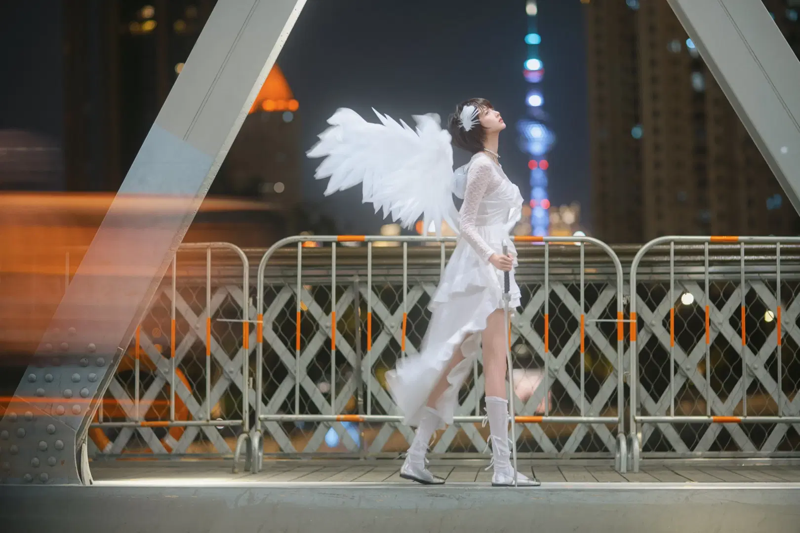 夜遊鋼鐵大橋的白翼天使造型 - 北面色影 - 第6張