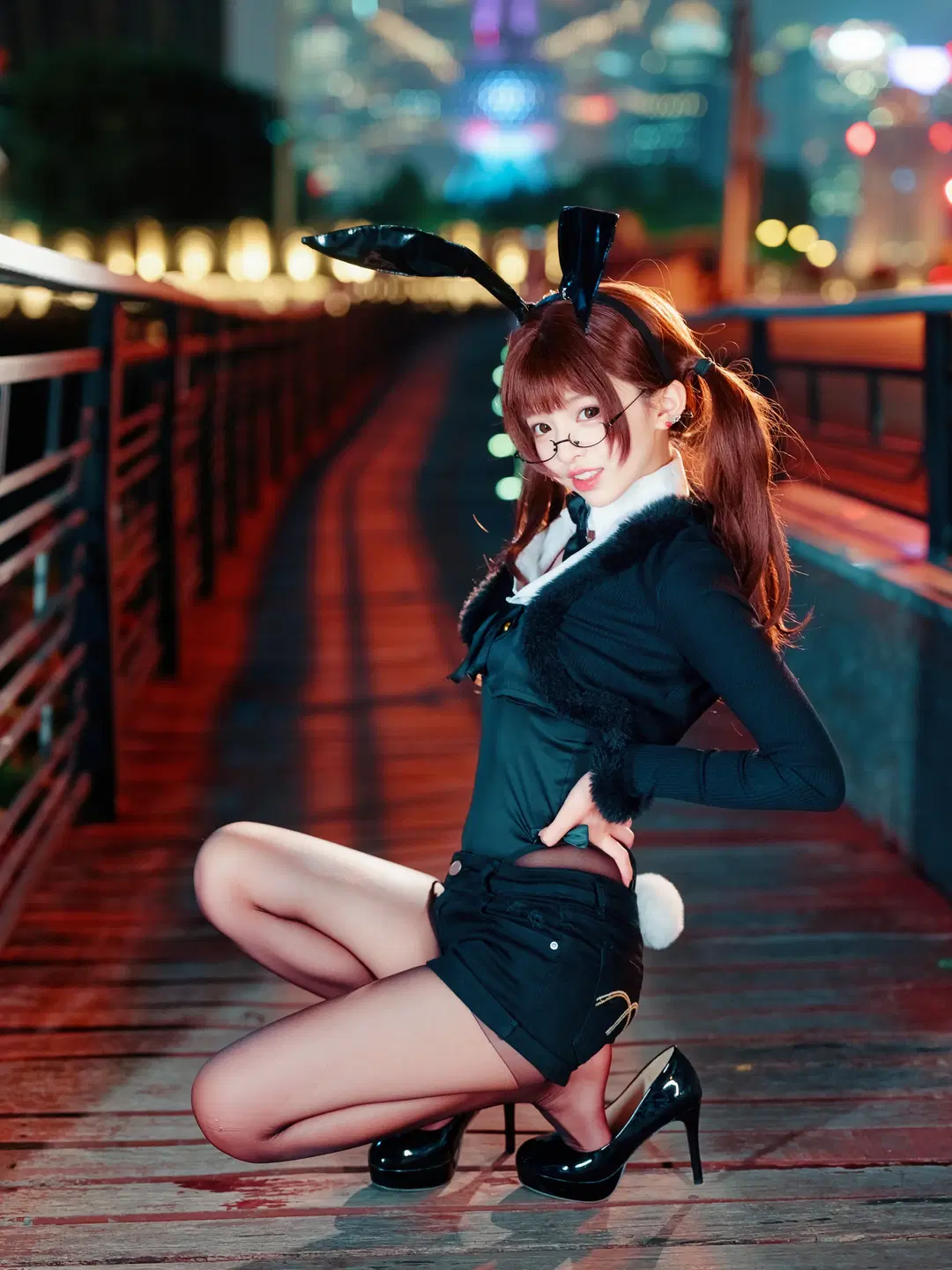 夜景街拍兔耳制服少女 - 北面色影 - 第11张