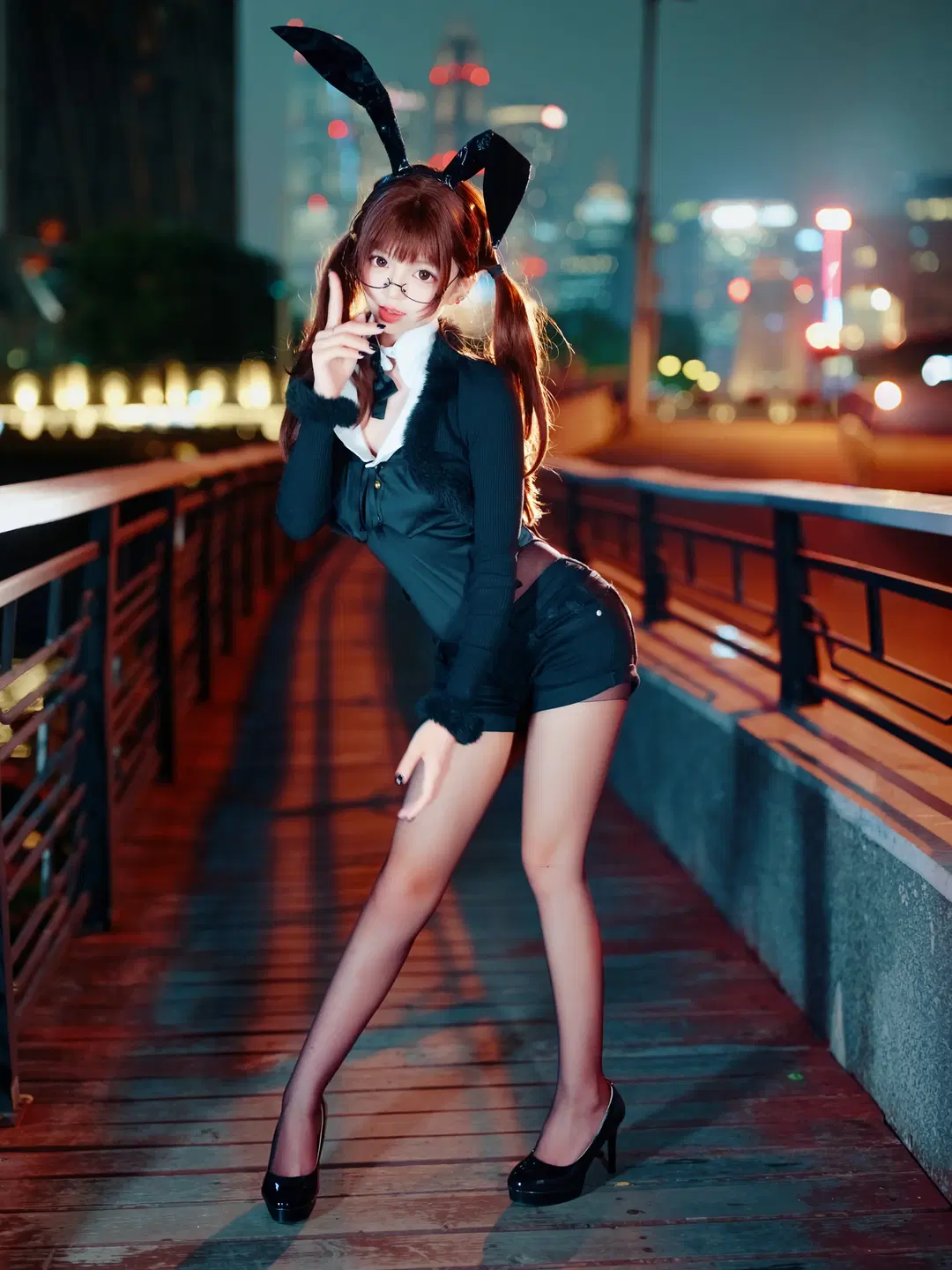 夜景街拍兔耳制服少女 - 北面色影 - 第12张